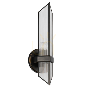 CAIRO 1-light wall light, Urban Bronze, clear ribbed glass, E27 - QUINTIESSE small 7