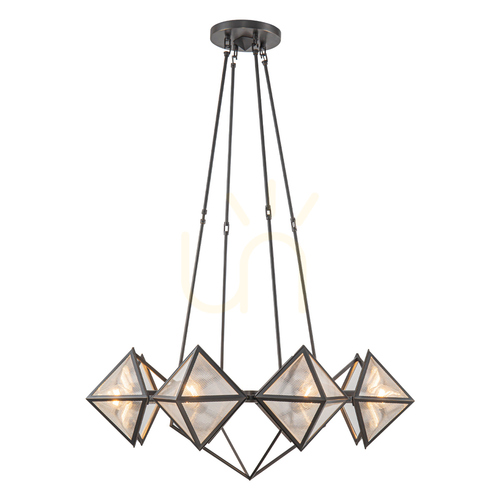 Check CAIRO chandelier - 8 light sources - Urban brown QUINTIESSE