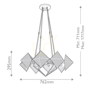 CAIRO chandelier - 8 light sources - Vintage brass QUINTIESSE small 2