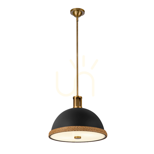 Check DORAL pendant lamp - 2 light sources - Matte black, vintage brass QUINTIESSE