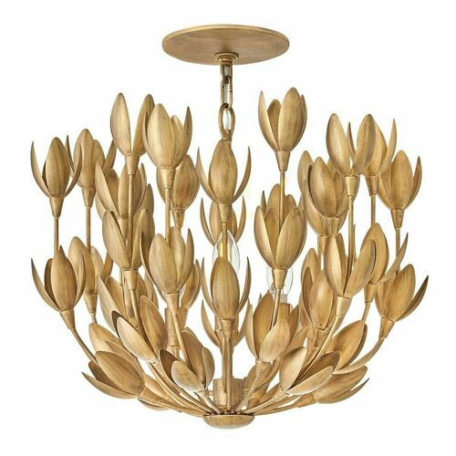 Check Quintiesse Flora QN-FLORA3-GD burnished gold pendant 3 × E14 Ø 50.8 cm