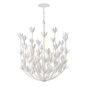 Quintiesse Flora 6 × E14 chandelier, white textured plaster finish small 1