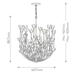 Quintiesse Flora 6 × E14 chandelier, white textured plaster finish small 2