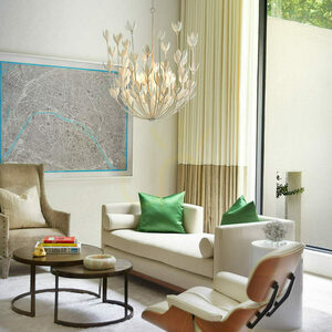 Quintiesse Flora 6 × E14 chandelier, white textured plaster finish small 8