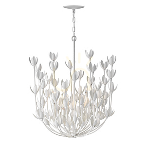 Quintiesse Flora 6 × E14 chandelier, white textured plaster finish small 9