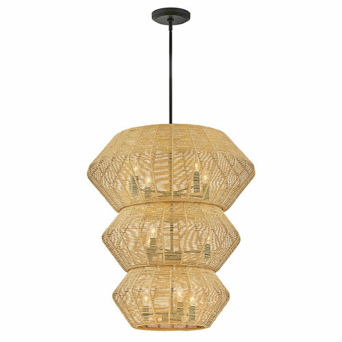 Check LUCA chandelier - 10 light sources - Black, caramel beige QUINTIESSE