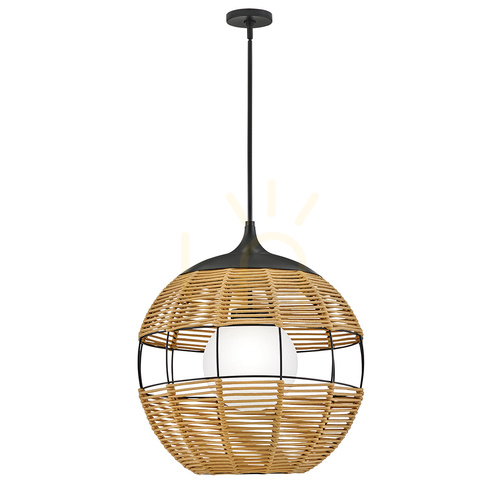 Check MADDOX medium pendant lamp - 1 light source - Black, caramel beige QUINTIESSE