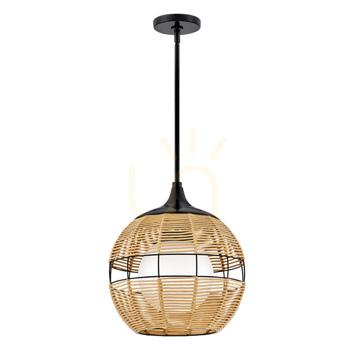 Check MADDOX small pendant lamp - 1 light source - Black, caramel beige QUINTIESSE