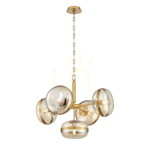 Check NOTTINGHAM chandelier - 5 light sources - Antique brass QUINTIESSE