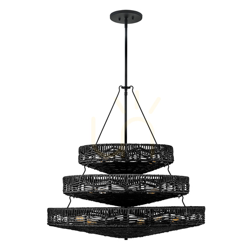 Check OPHELIA chandelier - 13 light sources - Black QUINTIESSE
