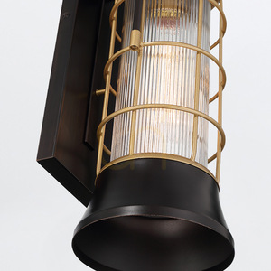 Medium wall lantern RIVAMAR - 1 light source - Brown and gold QUINTIESSE small 4