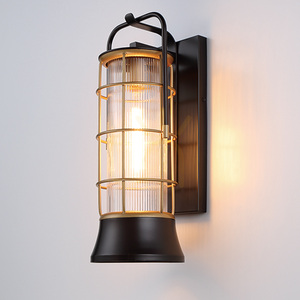 Medium wall lantern RIVAMAR - 1 light source - Brown and gold QUINTIESSE small 7