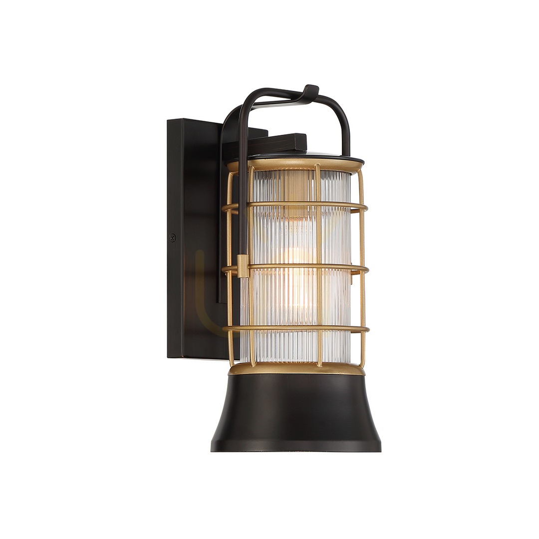 Small wall lantern RIVAMAR - 1 light source - Brown and gold QUINTIESSE
