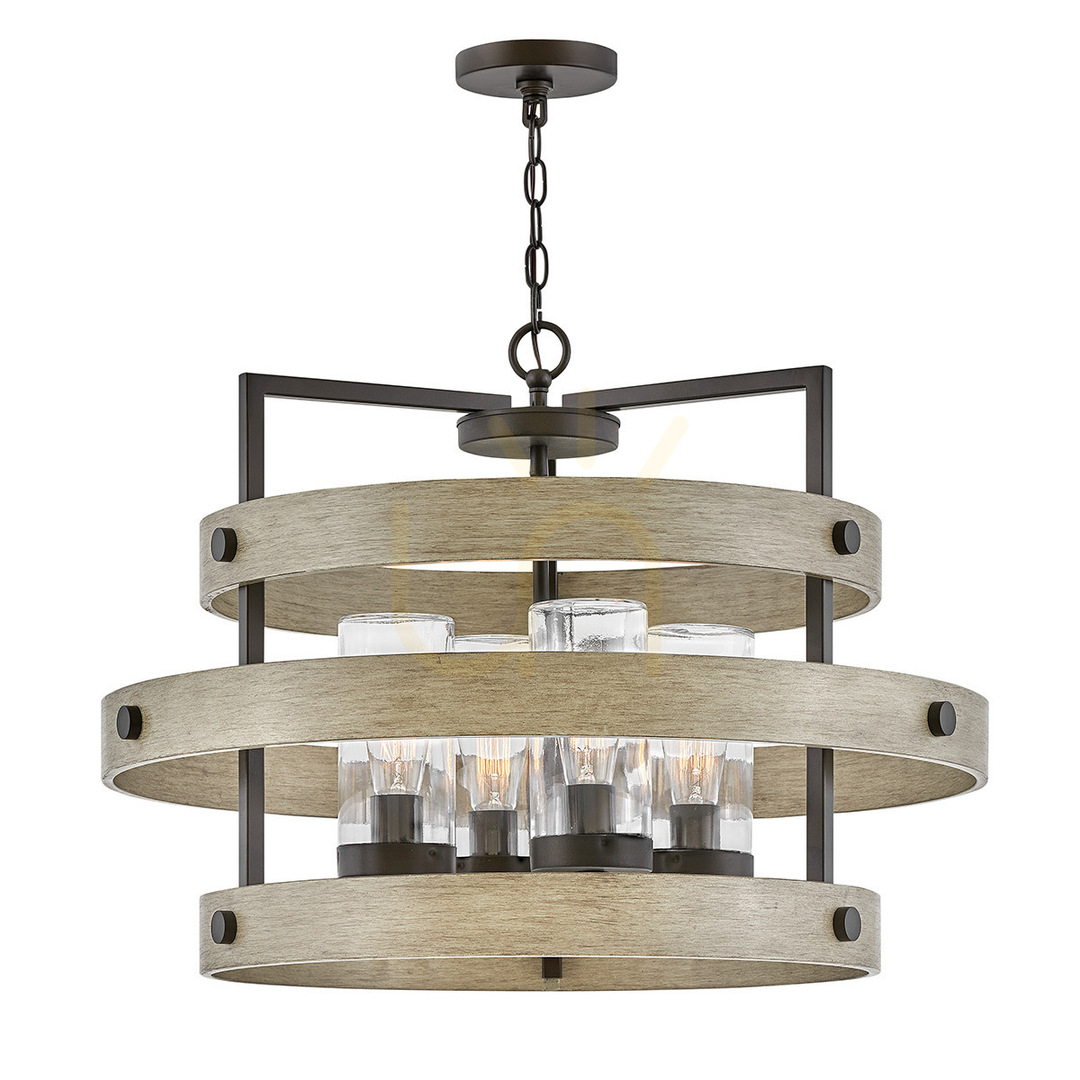 RIVERWOOD chandelier - 4 light sources - Warm brown, warm ash QUINTIESSE