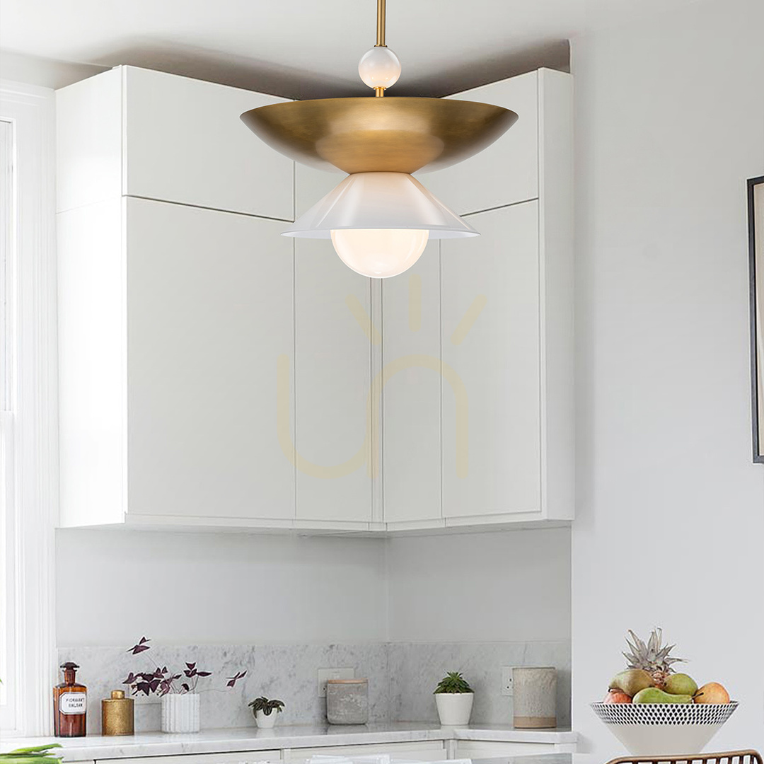 Show SAUCER large pendant lamp - 4 light sources - Aged brass QUINTIESSE SAUCER large pendant lamp - 4 light sources - Aged brass QUINTIESSE