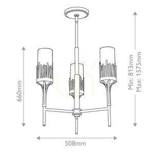 Quintiesse Sawgrass 3×E14 chandelier, gold leaf with antique glaze, Ø50.8 cm small 2