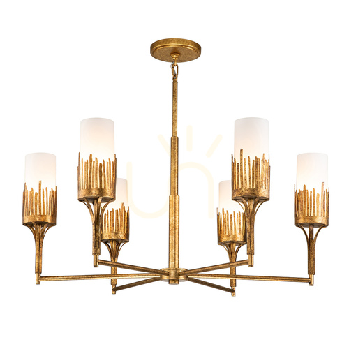 Check SAWGRASS chandelier - 6 light sources - Petal gold QUINTIESSE