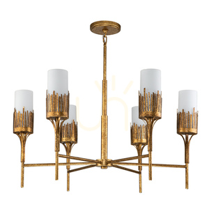 SAWGRASS chandelier - 6 light sources - Petal gold QUINTIESSE 9 SAWGRASS chandelier - 6 light sources - Petal gold QUINTIESSE small 9