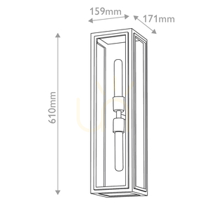 SHAW outdoor wall lantern 2 x E27 IP44, black with burnished bronze accents – Hinkley / Quintiesse small 2