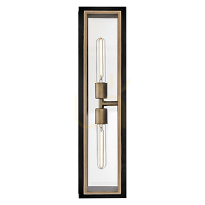 SHAW outdoor wall lantern 2 x E27 IP44, black with burnished bronze accents – Hinkley / Quintiesse small 3