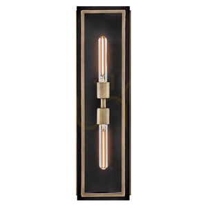 SHAW outdoor wall lantern 2 x E27 IP44, black with burnished bronze accents – Hinkley / Quintiesse small 4
