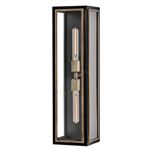 SHAW outdoor wall lantern 2 x E27 IP44, black with burnished bronze accents – Hinkley / Quintiesse small 0