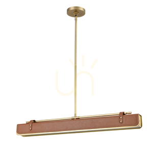 VALISE LED island lamp - Vintage brass, cognac leather QUINTIESSE 7 VALISE LED island lamp - Vintage brass, cognac leather QUINTIESSE small 7