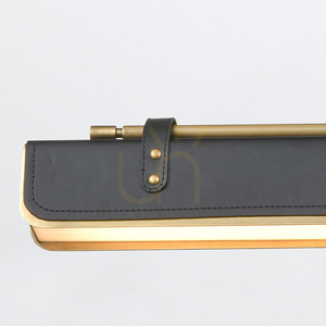 VALISE LED island lamp - Vintage brass, tuxedo leather QUINTIESSE small 5