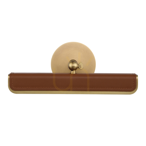 Check Small LED VALISE Picture - Vintage brass, cognac leather QUINTIESSE