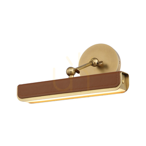Quintiesse Valise Small LED Picture Light, Vintage Brass/Cognac Vegan Leather, 30.5 cm small 0