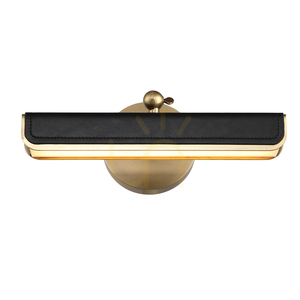 Small LED VALISE Picture - Vintage brass, tuxedo leather QUINTIESSE small 4