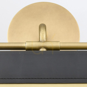 VALISE LED wall lamp - Vintage brass, tuxedo leather QUINTIESSE small 5