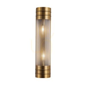 Linear Wall Light WILLARD Quintiesse 2×E27 Vintage Brass Prismatic Glass 46.7 cm small 1
