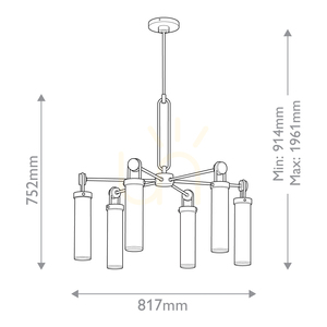 WYNWOOD chandelier - 6 light sources - Vintage brass QUINTIESSE small 2
