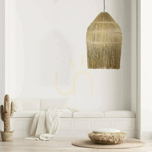 Check Pendant Light Zambelis Rattan Straw Beige 60 cm E27