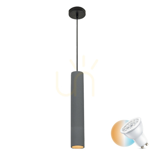Check Pendant Light Zambelis Concrete Black 1x GU10 Ø7 cm
