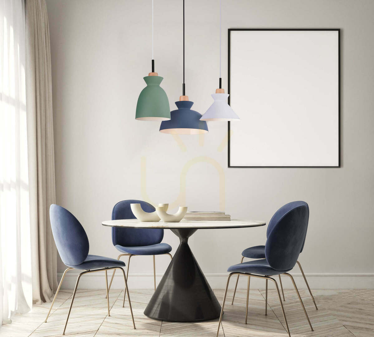 Zambelis White Matt Pendant Light E27 25 cm Metal Wood