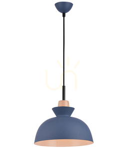 Zambelis Blue Matt Pendant Light E27 Metal Wood Ø28 cm small 2