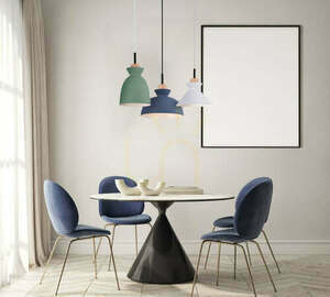 Zambelis Blue Matt Pendant Light E27 Metal Wood Ø28 cm small 0