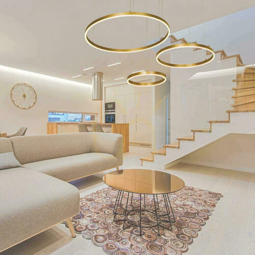 Check Zambelis Pendant Light 136W 3000K Gold Matt Dimmable LED Ø40-60-80 cm