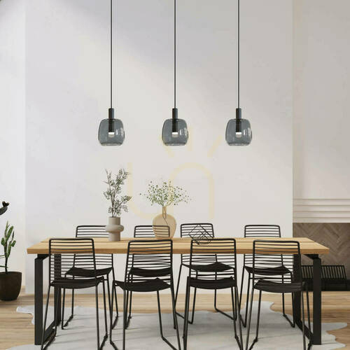 Check Zambelis Pendant Light Glass Black Matt Smoked Grey LED 5W 3000K 14.5cm