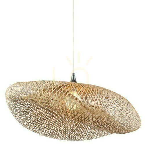 Check Zambelis Bamboo Pendant Light 1xE27 Natural Beige Metal 80x60x30 cm