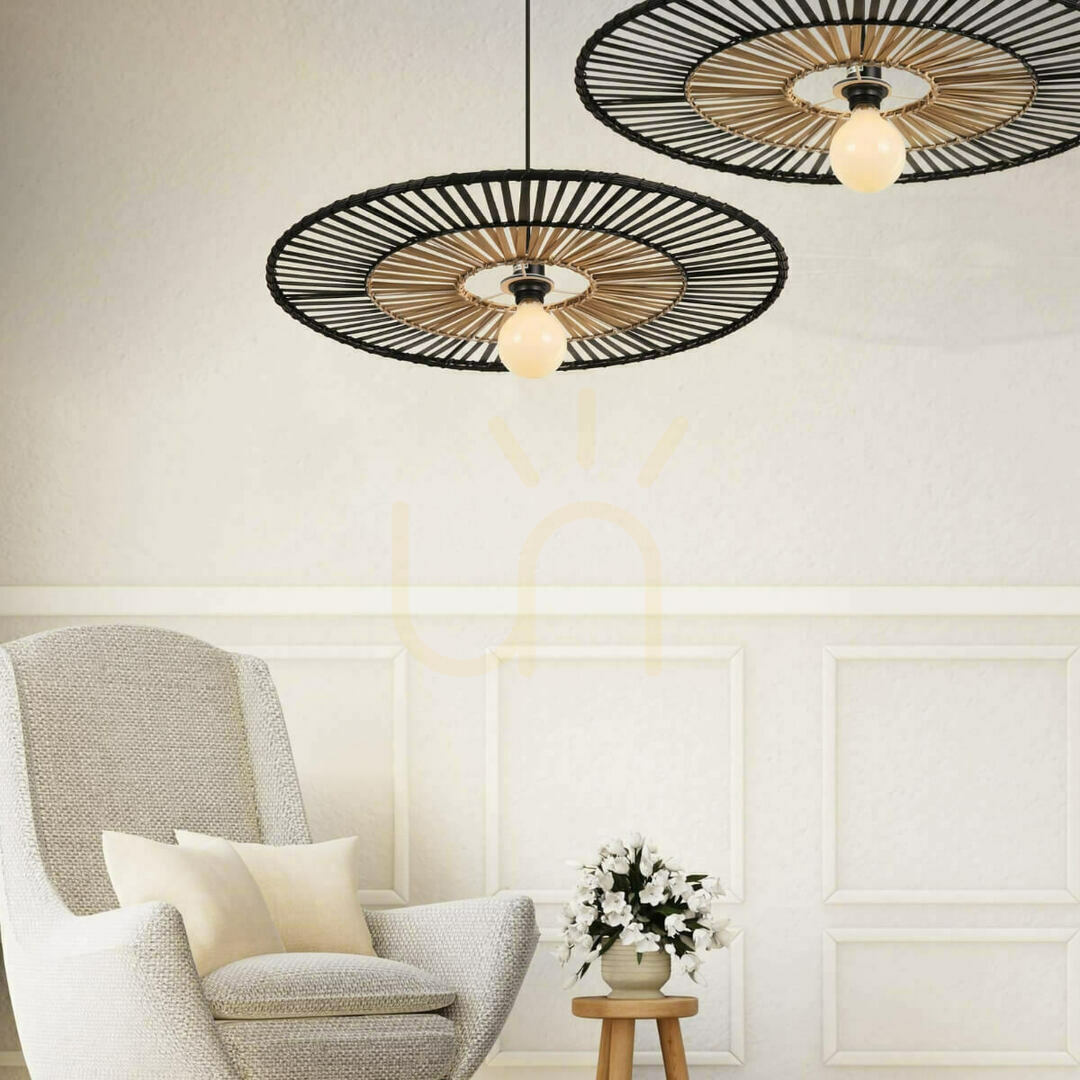 Pendant Light Zambelis Bamboo Metal Black E27 40 cm