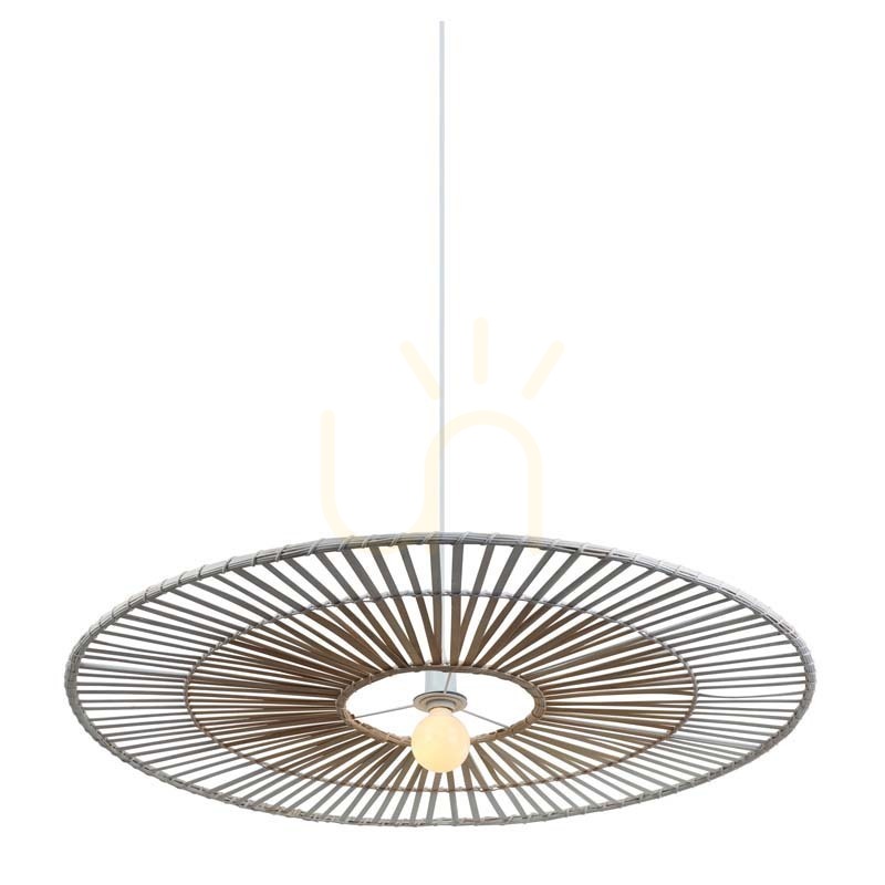 Pendelleuchte Zambelis Bambus Metall Weiß 80 cm E27
