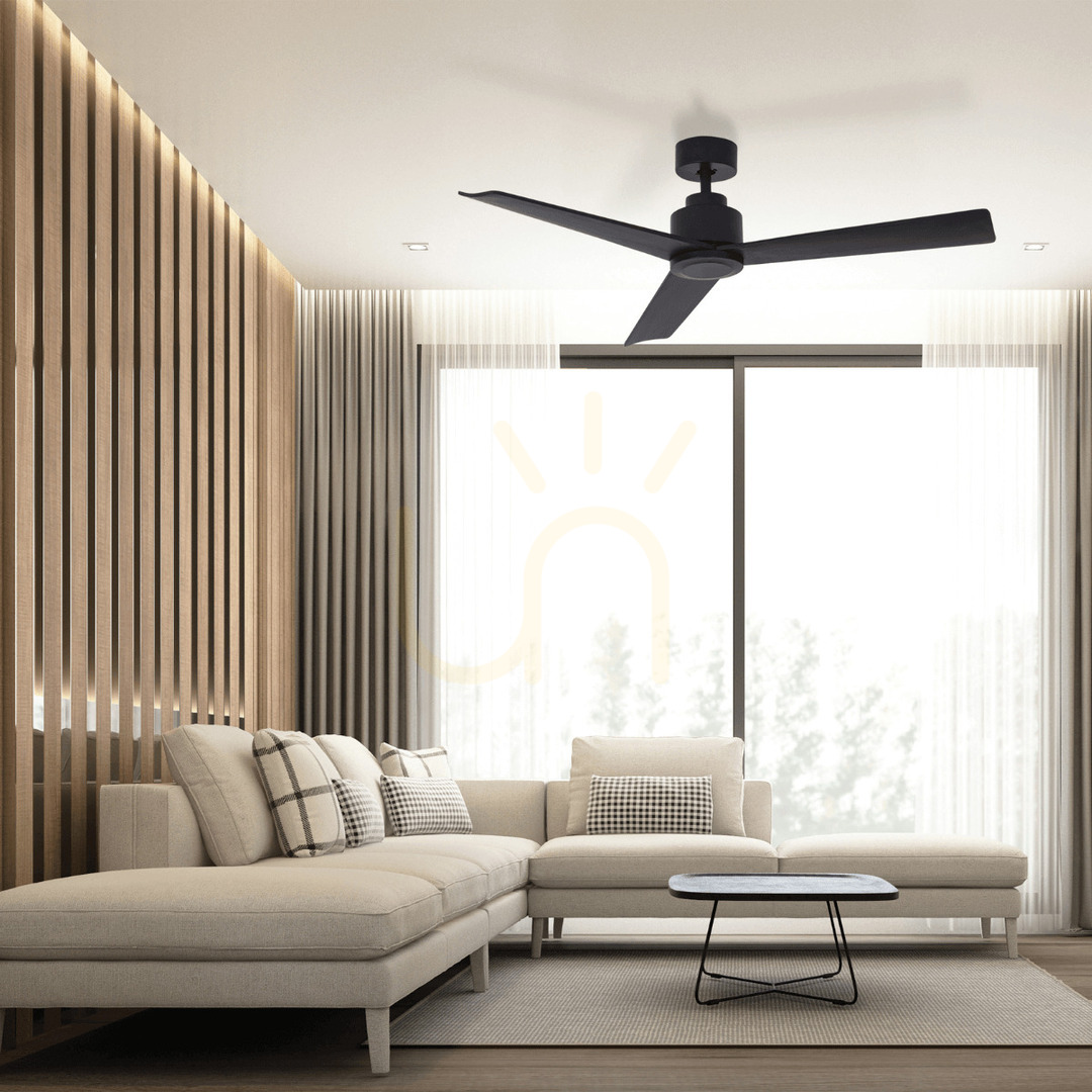 Zambelis Black Matt Ceiling Fan Metal Wood 132 cm