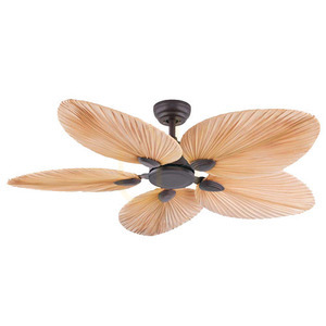 Pendant Fan Zambelis Coffee Palm Leaf Brown 132 cm small 1