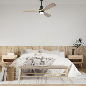 Pendant Fan Zambelis Black Natural Wood LED 15W 132 cm small 0
