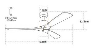 Pendant Fan Zambelis Coffee Brown Cherry Wood Blades 132 cm Without Lamp small 2