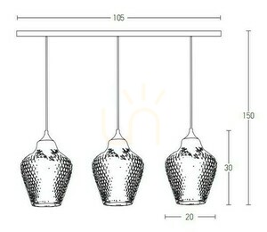 Zambelis 3-Light Pendant Clear Glass Antique Brass E27 105 cm small 1