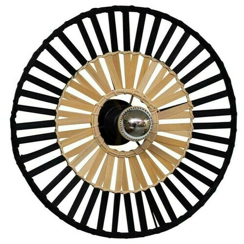 Check Zambelis 19253 ceiling and wall light, black and natural bamboo, E27, 40 cm